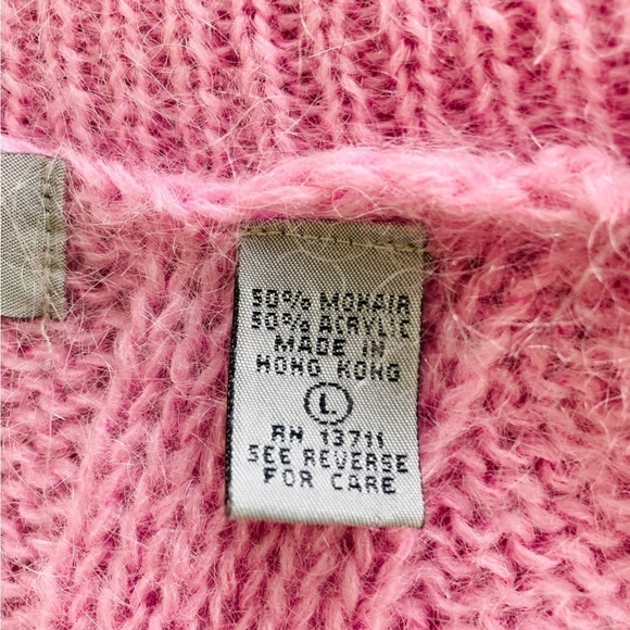 Amanda Smith Coquette Soft Girl Cloud Luxe Pink Mohair Sweater L Cable Knit - Picture 6 of 7